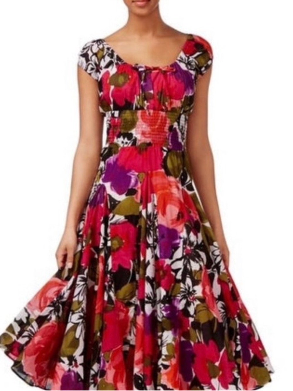 Chelsea & Theodore Floral Smocked Waist Dress | Size medium